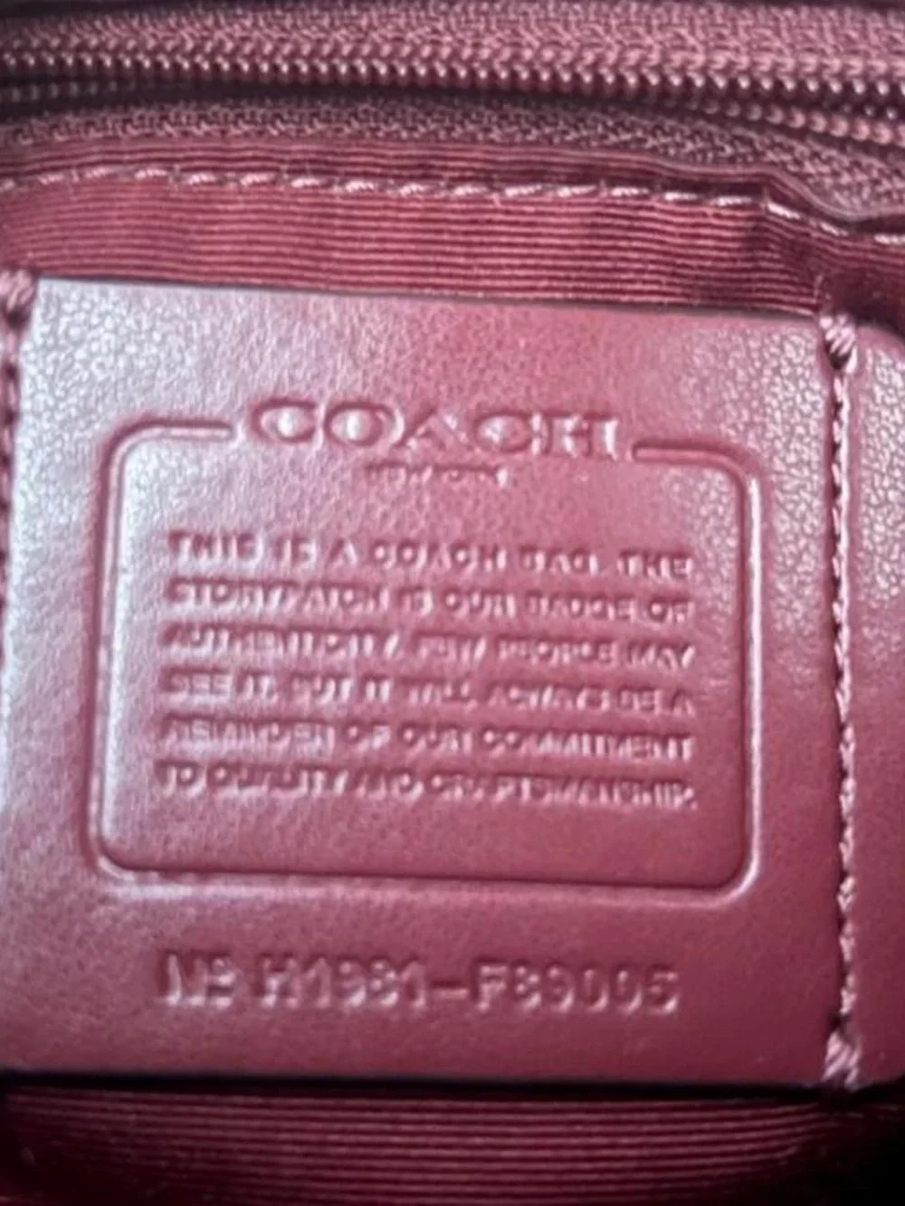Coach Brown Signature Satchel with Red Handles and Strap